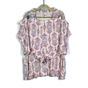 Gilligan & Omalley 2 Piece Women's Top Blouse & Shorts Sleepwear Casual 3X 046
